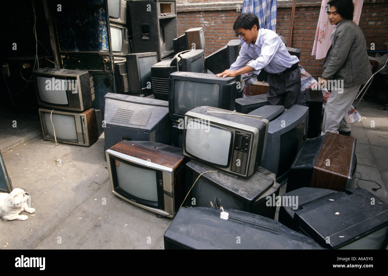 Gebrauchte Fernseher in Peking Stockfoto