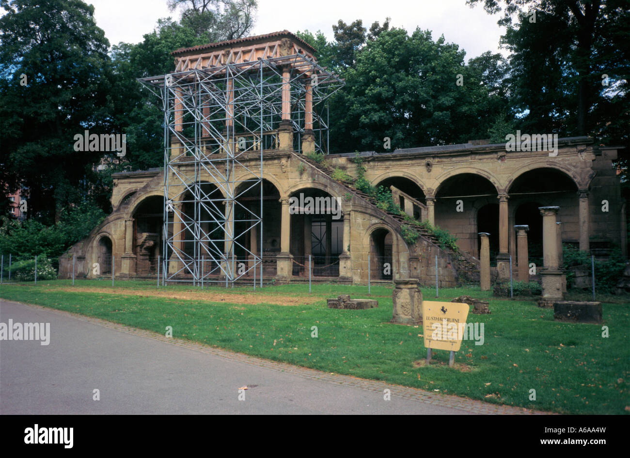 Die Freude Haus Ruine Lusthausruine im Stadtpark Schlossgarten in Stuttgart Deutschland Stockfoto