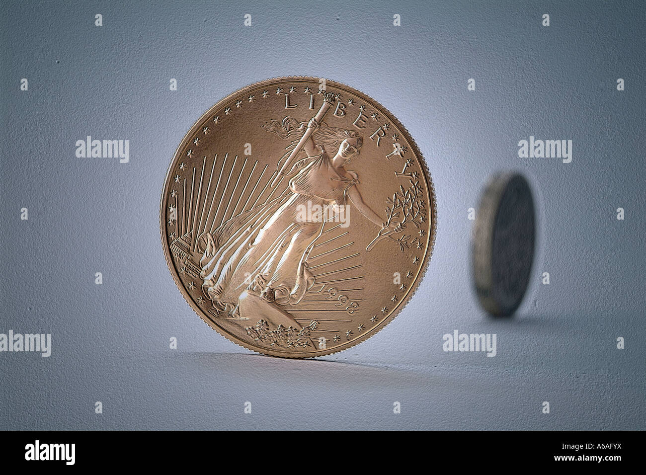 Liberty 50-Dollar-Goldmünze Geld Konzepte mit Struktureffekt Stockfoto