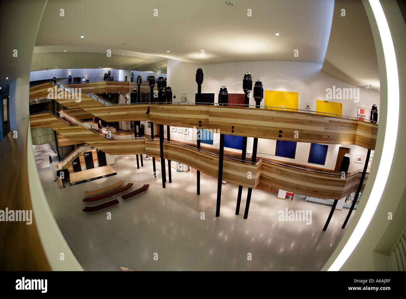 Wales Millennium Centre Cardiff Bay Interieur von der Haupthalle Stockfoto