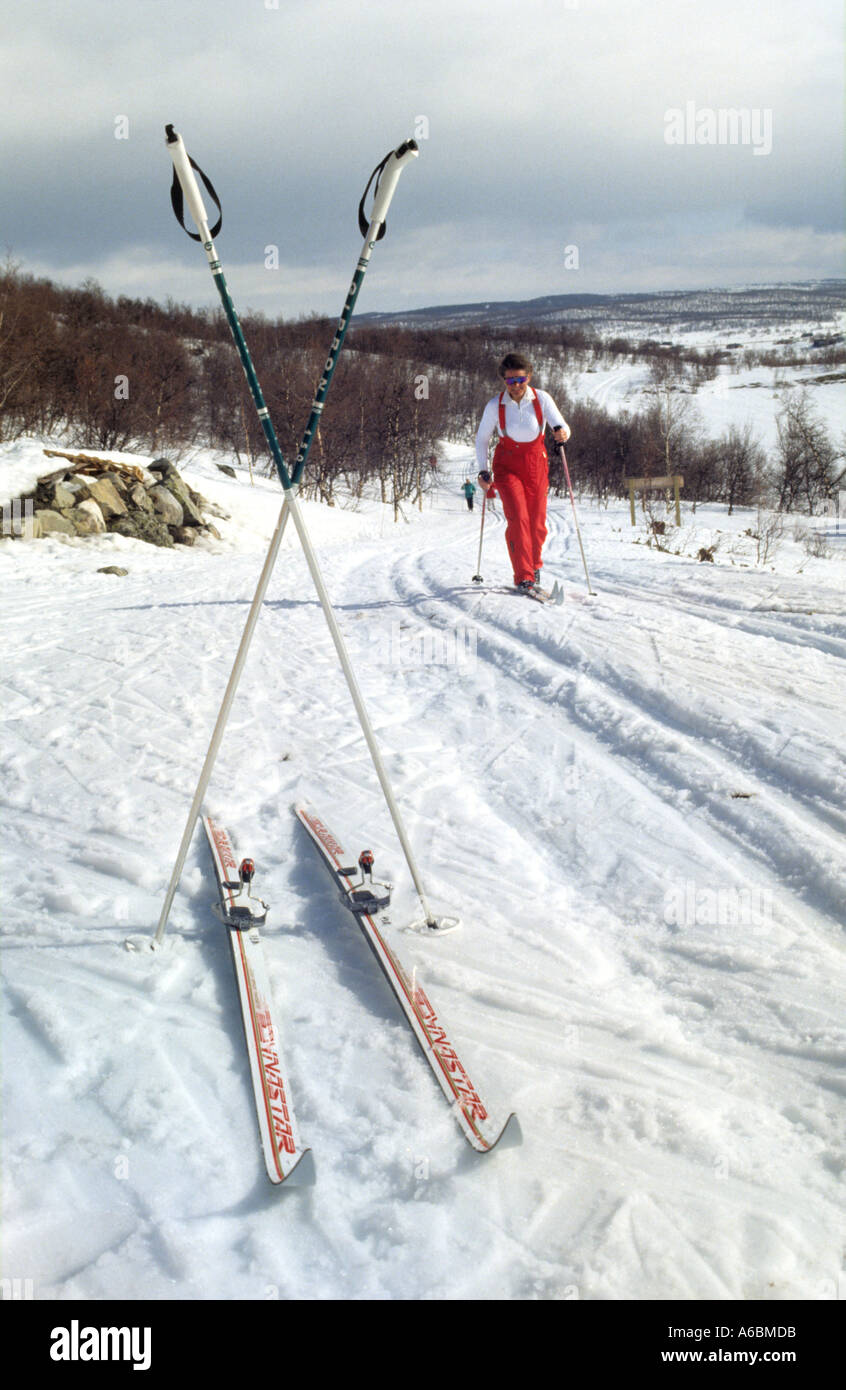 Cross Country Ski Trail in Norwegen Stockfoto