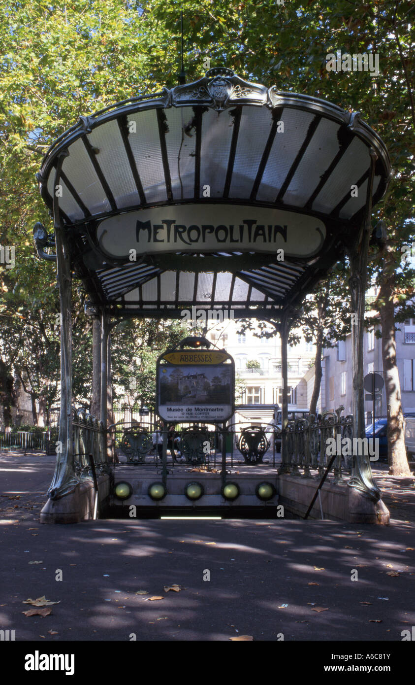 Äbtissinnen U-Bahn Eingang, Montmartre, Paris, Frankreich Stockfoto