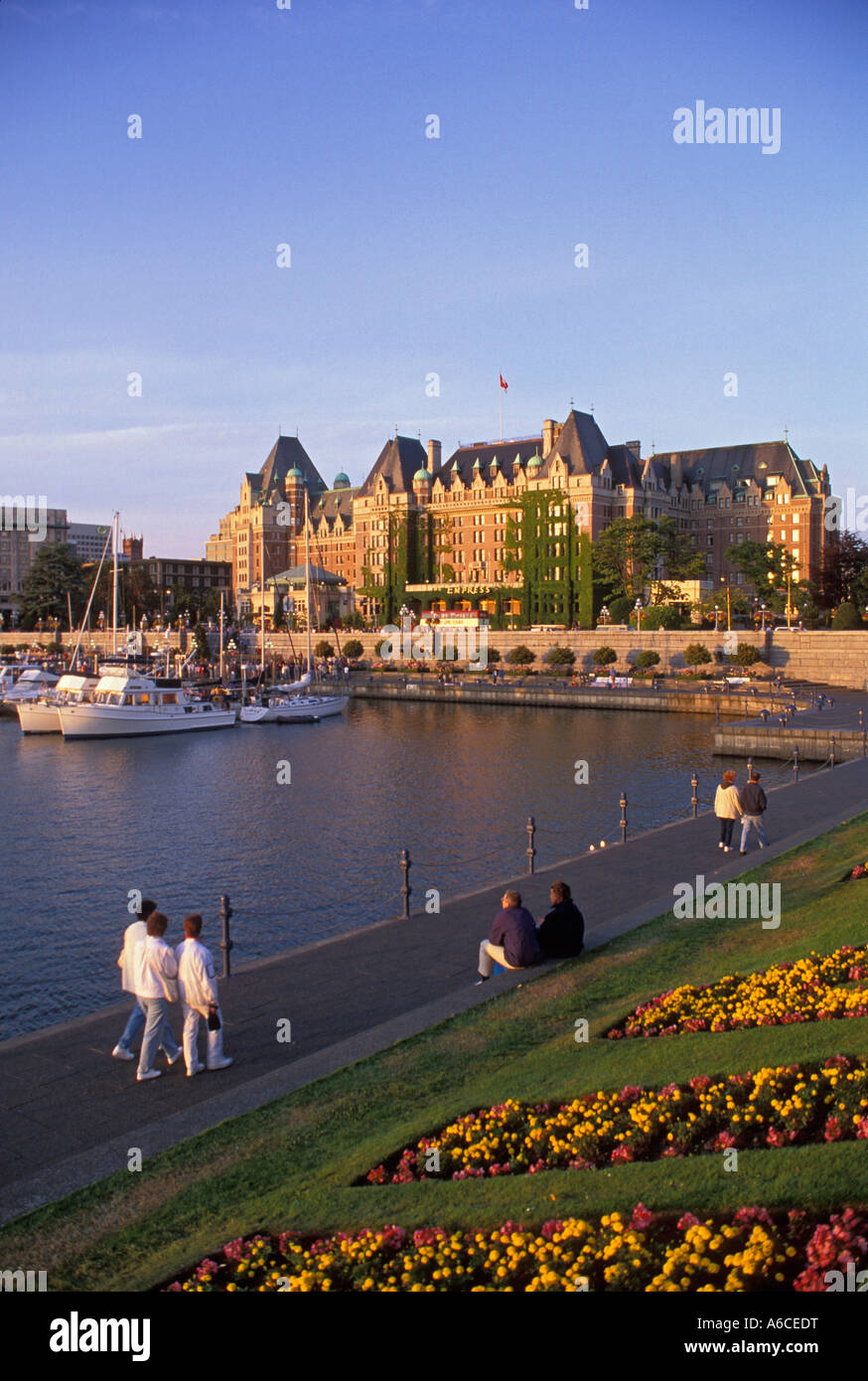 Inneren Hafenpromenade und das Empress Hotel Victoria Vancouver Island British Columbia Canada Stockfoto