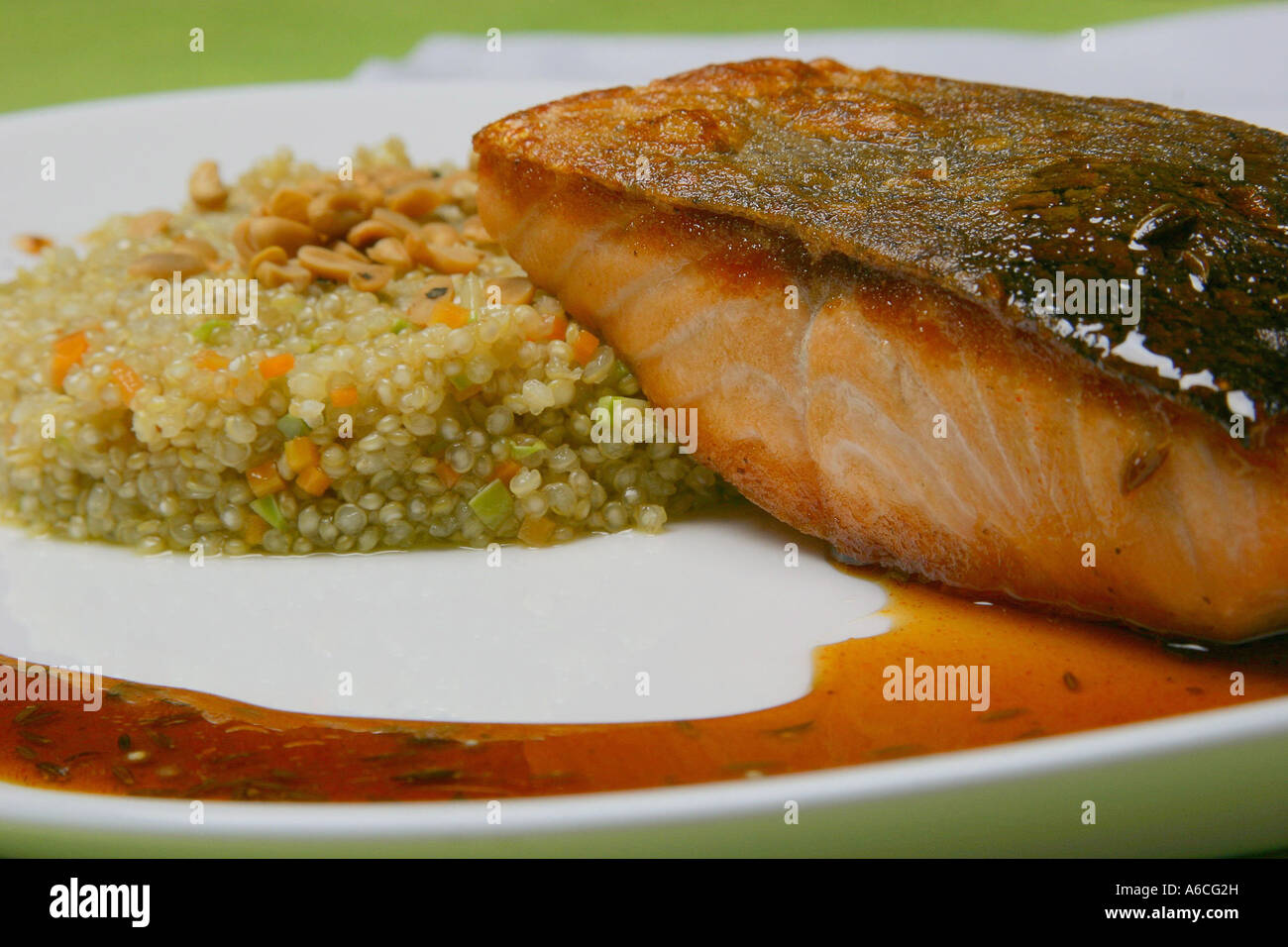 Lachs Gericht Stockfoto