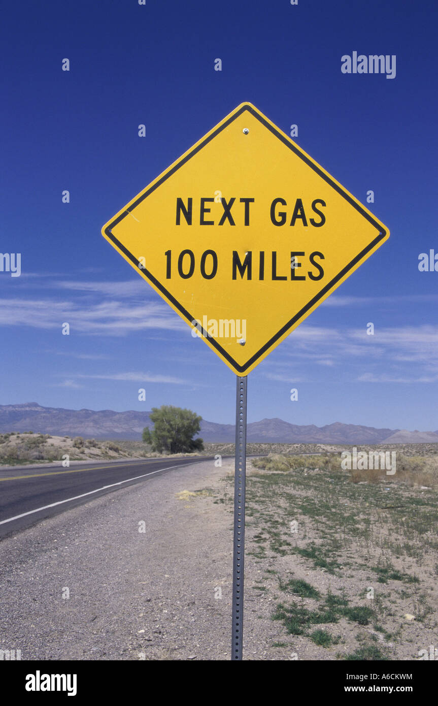 Tankstelle Zeichen, Nevada, USA Stockfoto