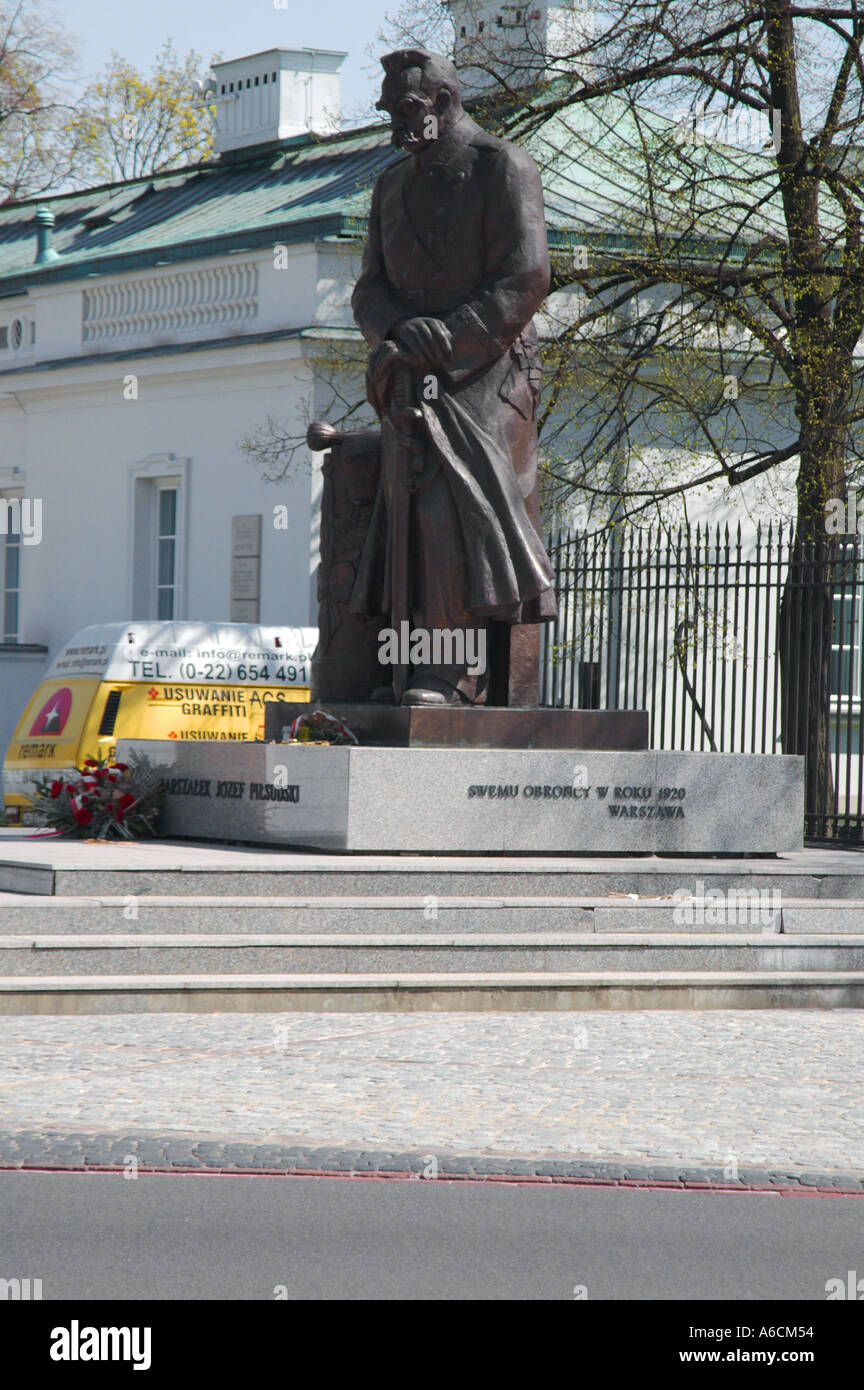 Jozef Pilsudski s Skulptur in der Nähe von Belweder Stockfoto