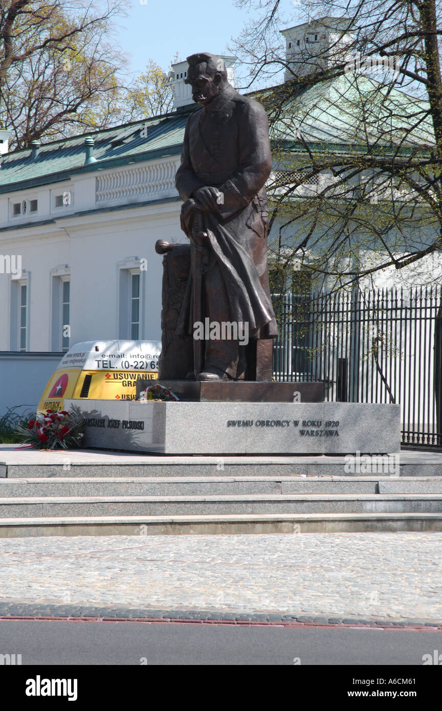 Jozef Pilsudski s Skulptur in der Nähe von Belweder Stockfoto