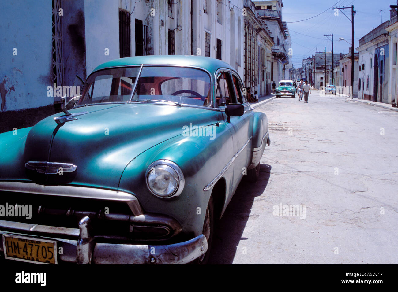 Ein Vintage American Chevrolet geparkt auf Straße in der Nähe von Cerro Havanna Kuba Stockfoto