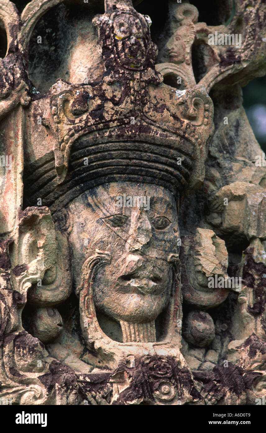 Die Maya-Herrschers 18 Kaninchen 695 738 AD ist hier auf Stele B COPAN Ruinen HONDURAS abgebildet. Stockfoto