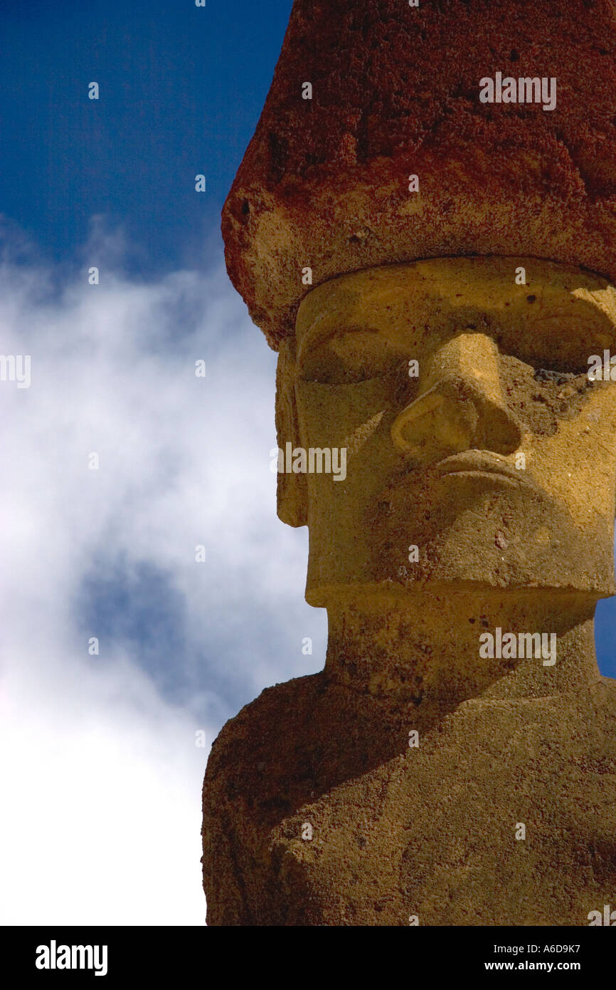 Ahu Naunau auf der Osterinsel, Rapa Nui, Südsee, Polynesien, Tongariki Stockfoto