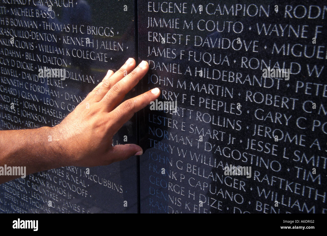 Die Wand des Vietnam Veterans Memorial in Washington, D.C. Stockfoto