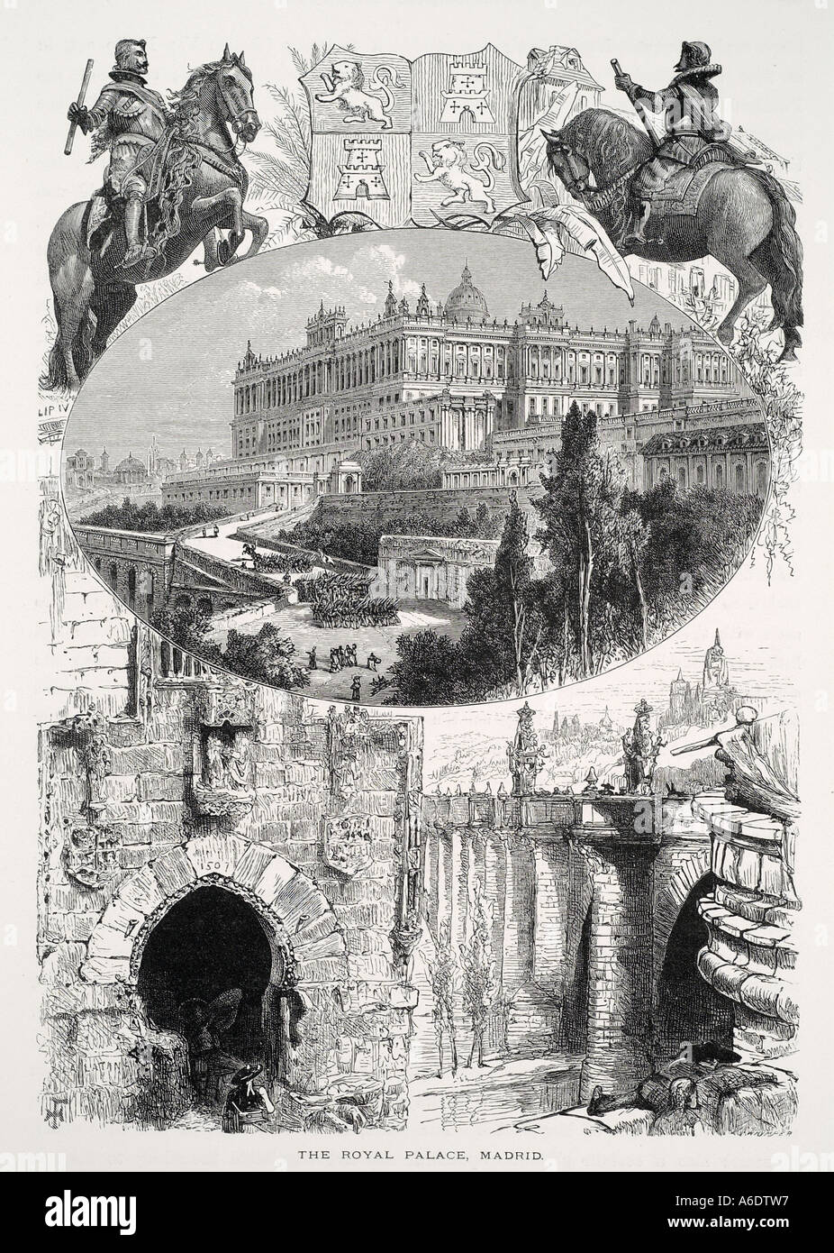 Königliche Palast Madrid Spanien cameo-Montage Stockfoto