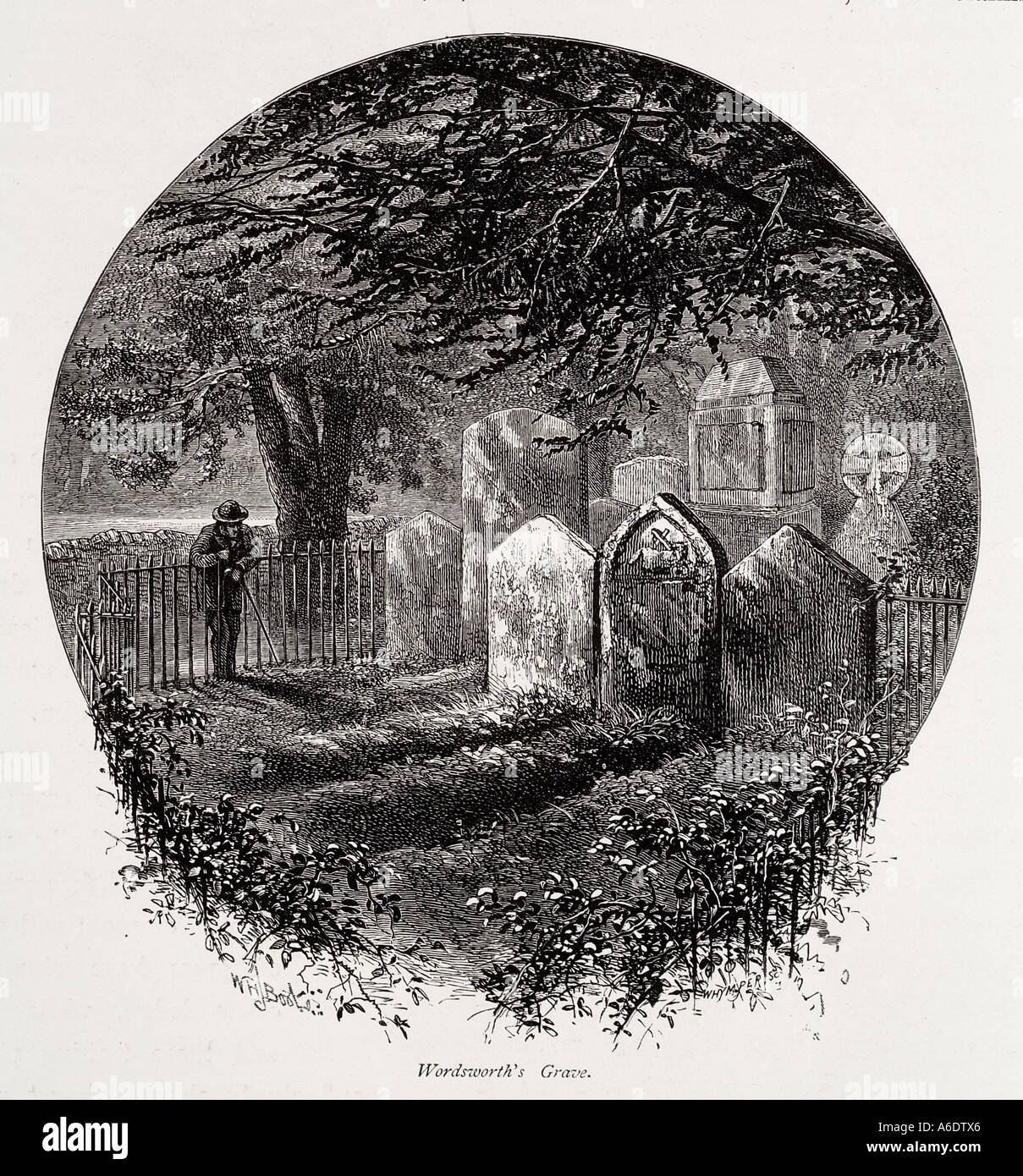 William Wordsworth Grabstein St. St. Oswald Kirche Grasmere Cumbria Lakes District christlichen England UK GB Vereinigtes Königreich Grea Stockfoto