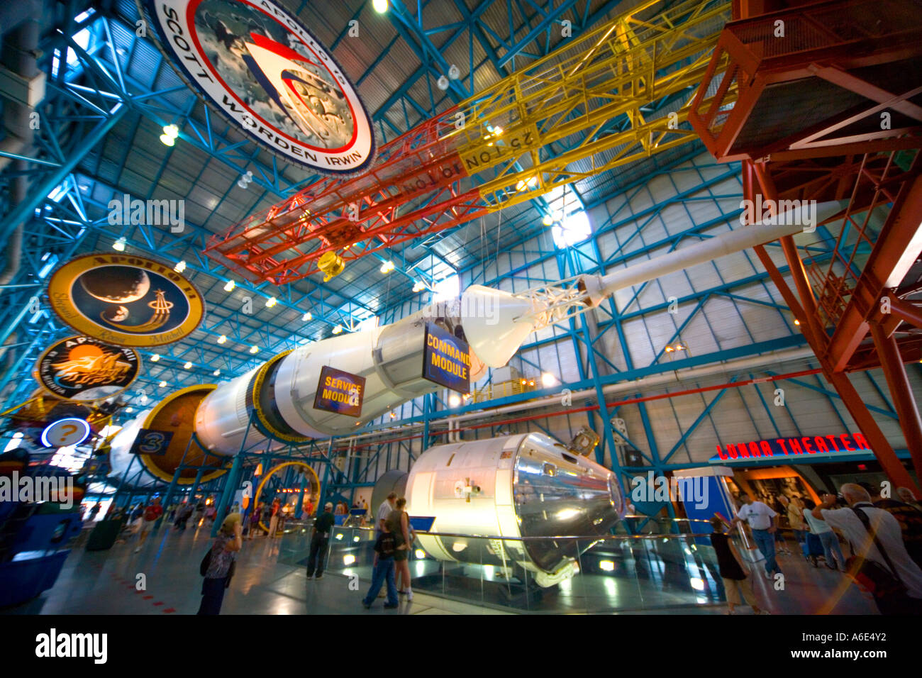 Fünf Saturn V-Rakete NASA John F Kennedy Space Center Cape Canaveral Florida USA JMH1236 Stockfoto