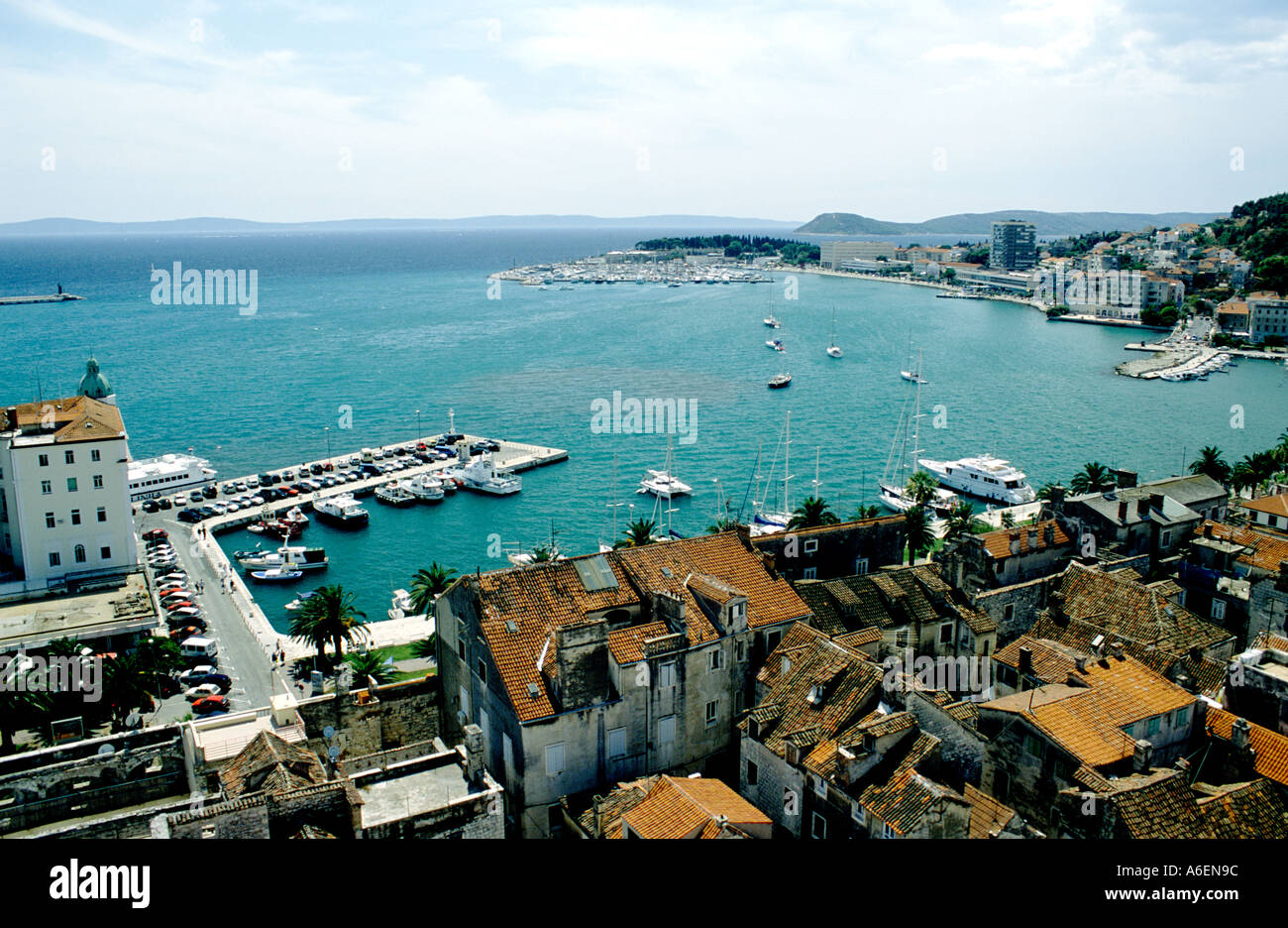 Panorama der Hafen von Split, Split, Dalmatien, Kroatien Stockfoto