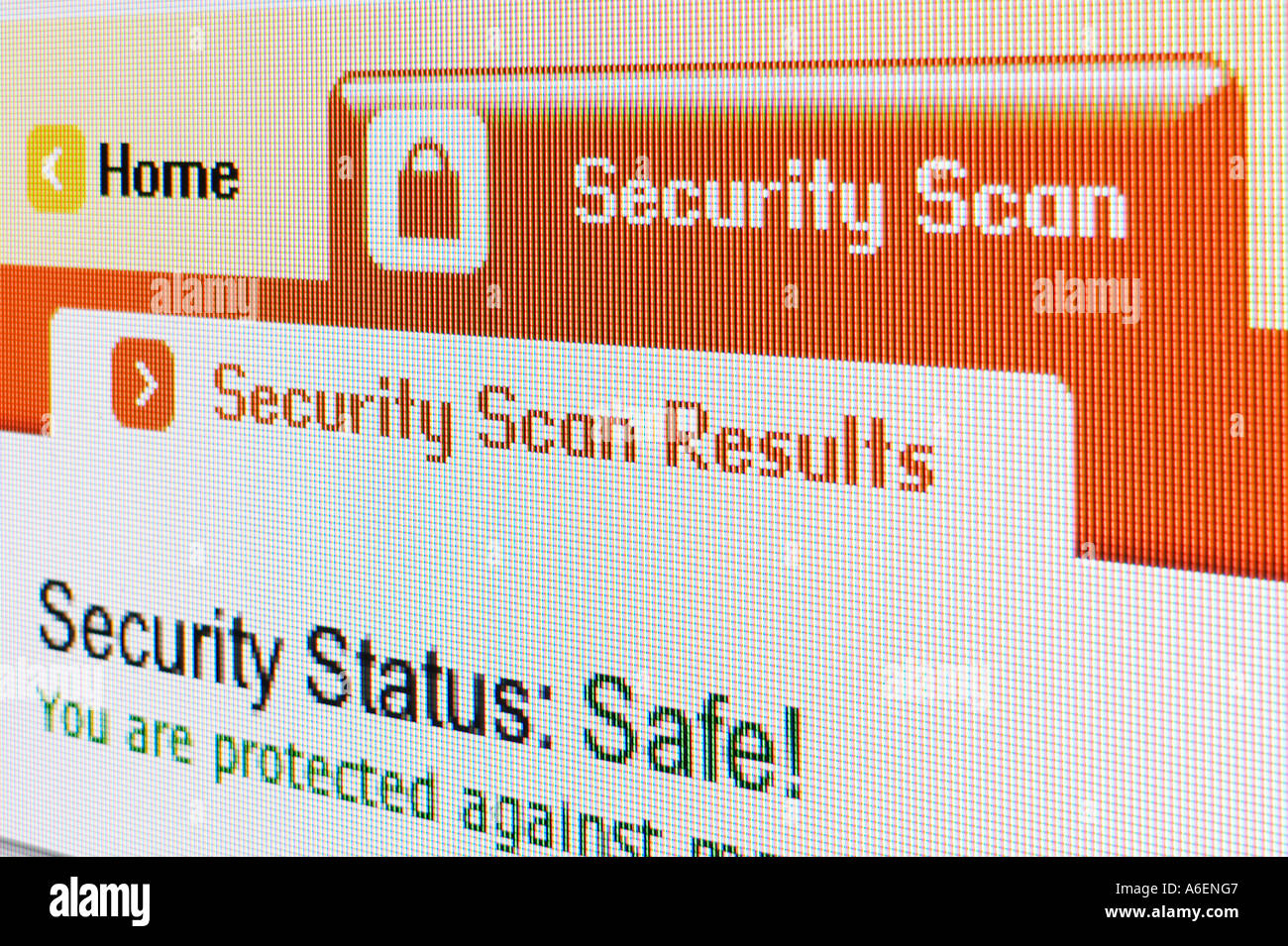 Screenshot Security Scan Status Safe Stockfoto