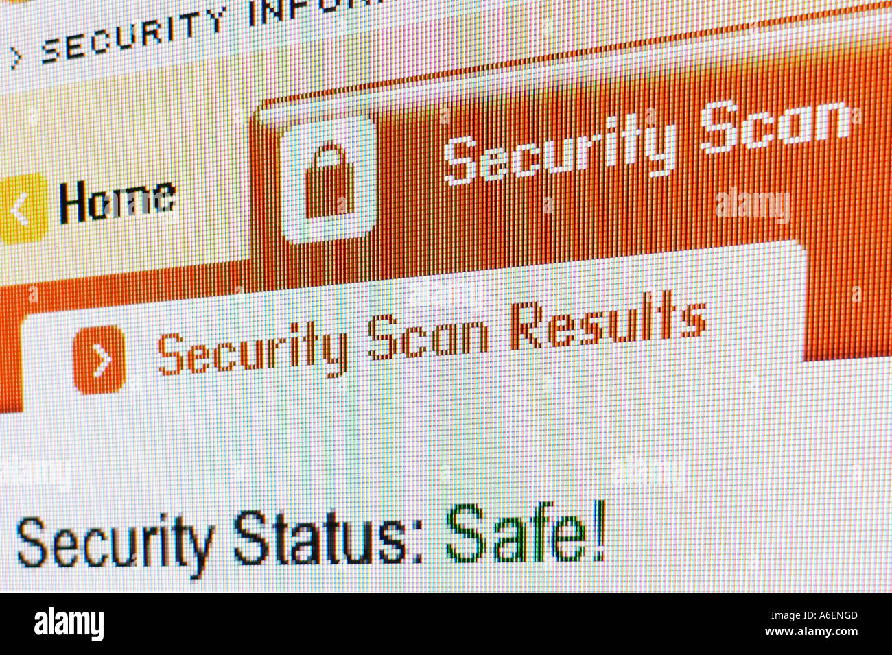 Screenshot Security Scan Status Safe Stockfoto