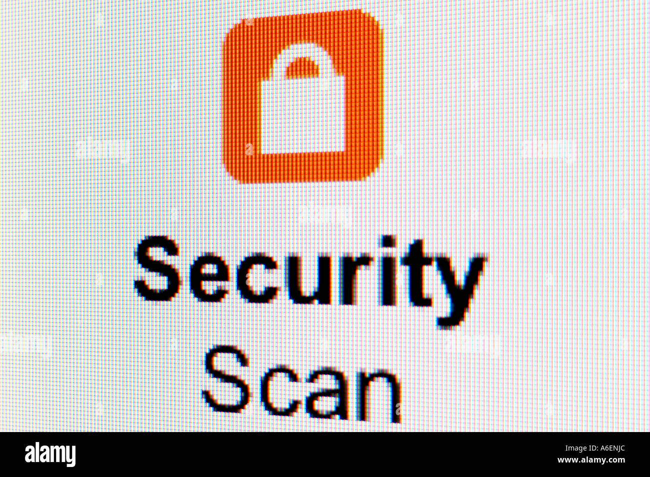 Screenshot Security Scan mit Schloss Logo Stockfoto