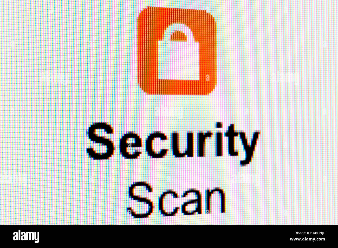 Screenshot Security Scan mit Schloss Logo Stockfoto