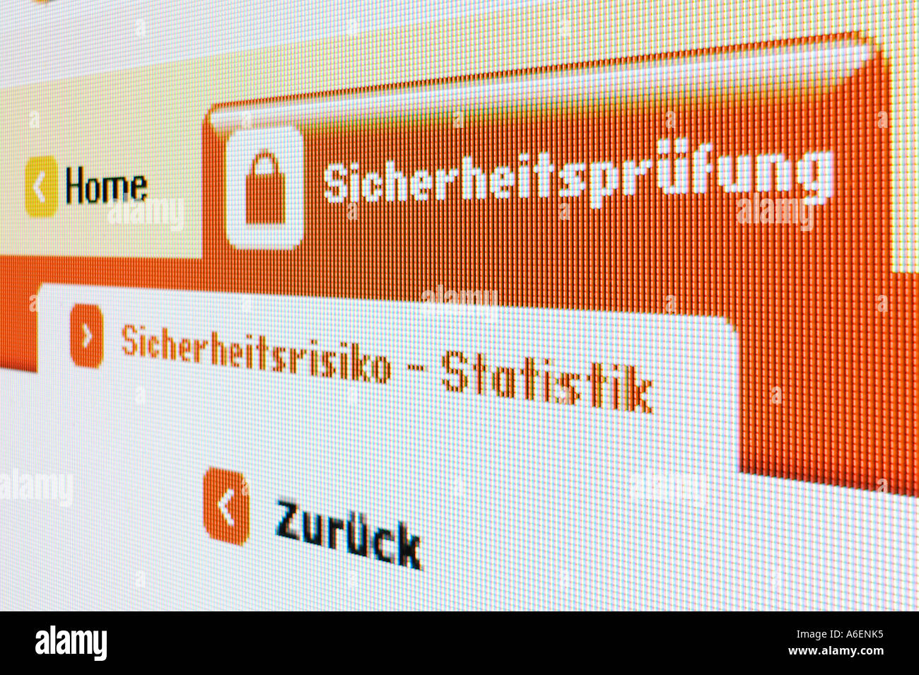 Screenshot Sicherheit Prüfung Stockfoto