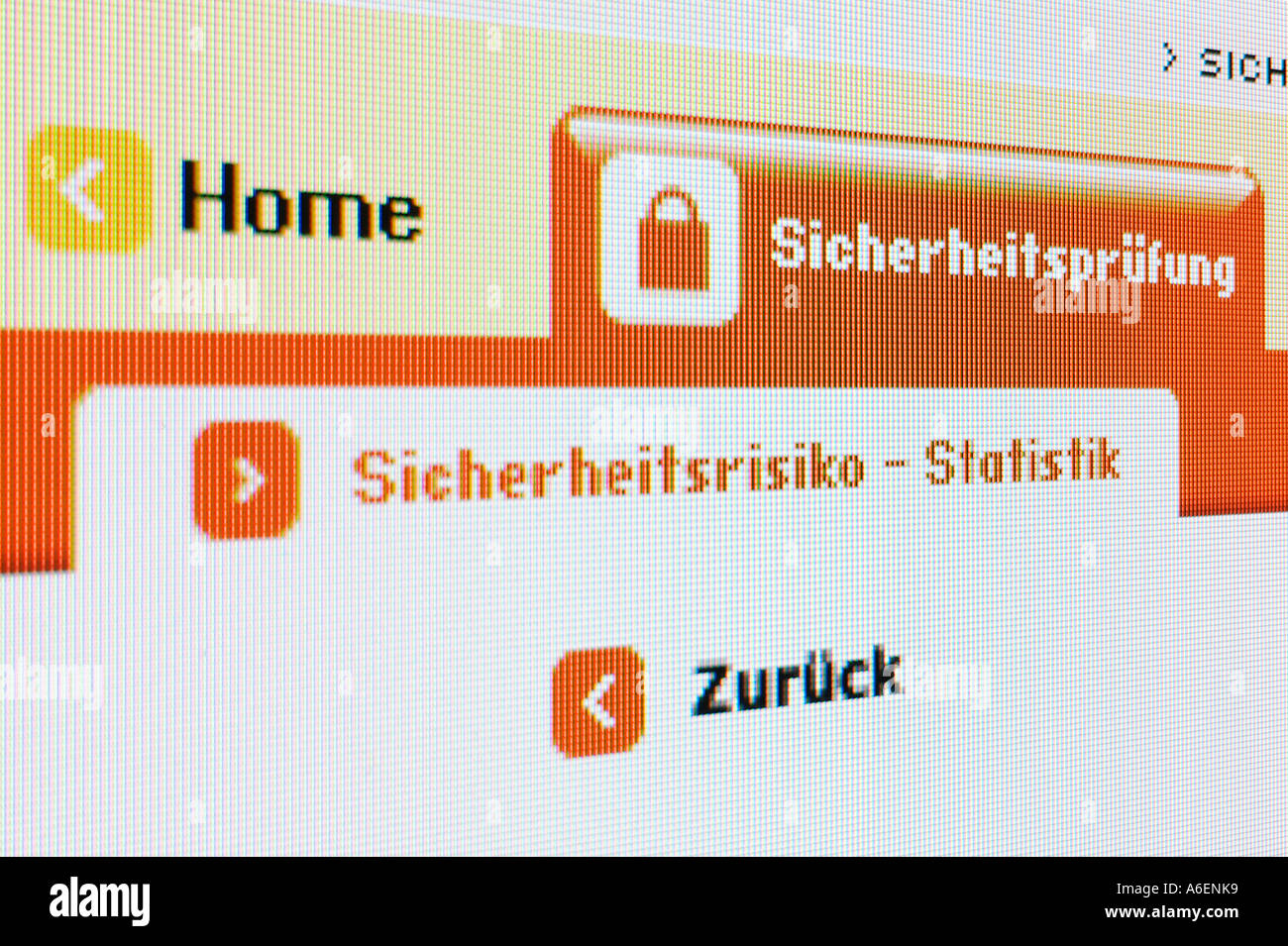 Screenshot Sicherheit Prüfung Stockfoto