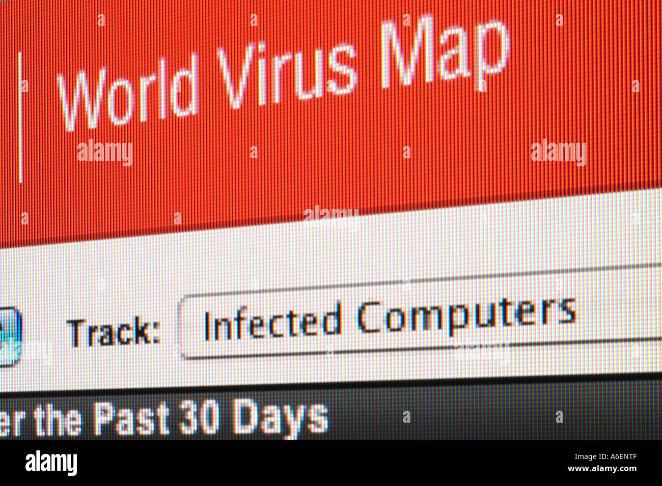 Screenshot-Virus Weltkarte Stockfoto