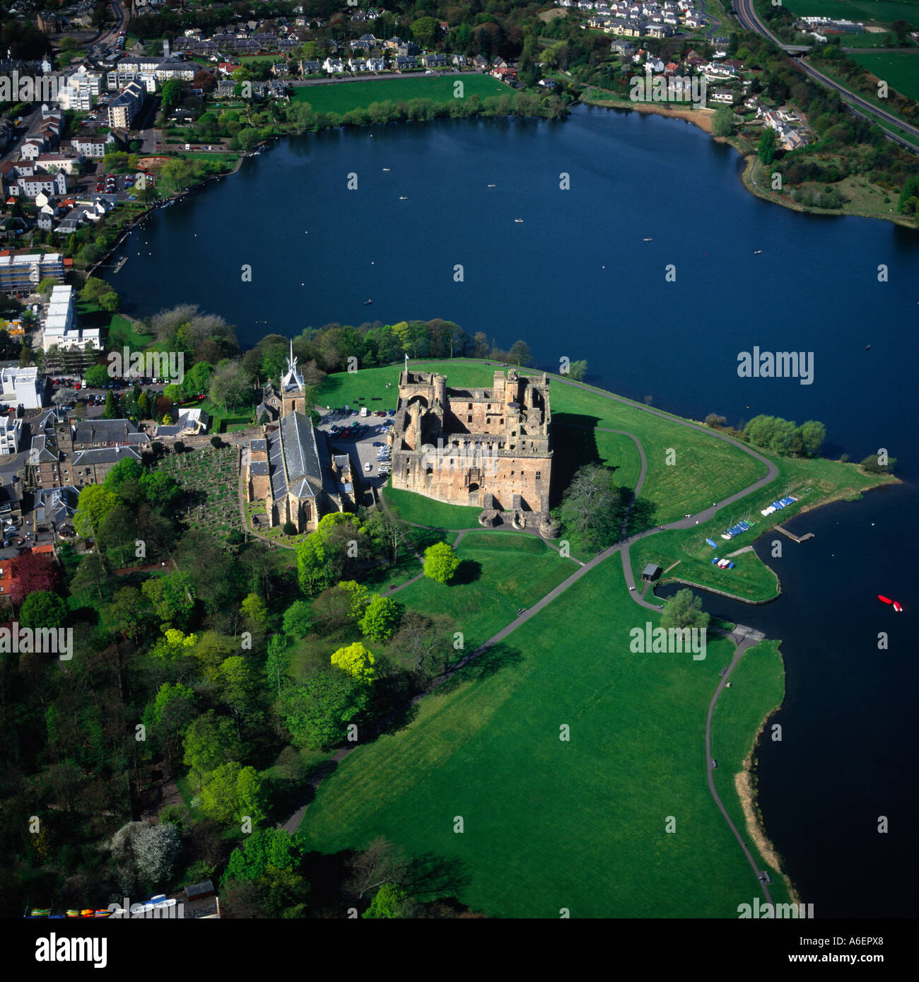 Linlithgow Palace Edinburgh Schottland Luftbild Stockfoto