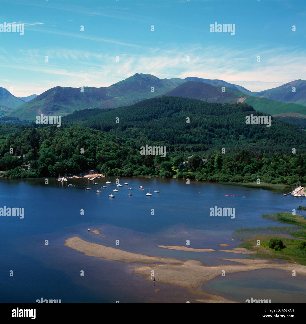 Derwent Water in den Lake District UK-Luftbild Stockfoto