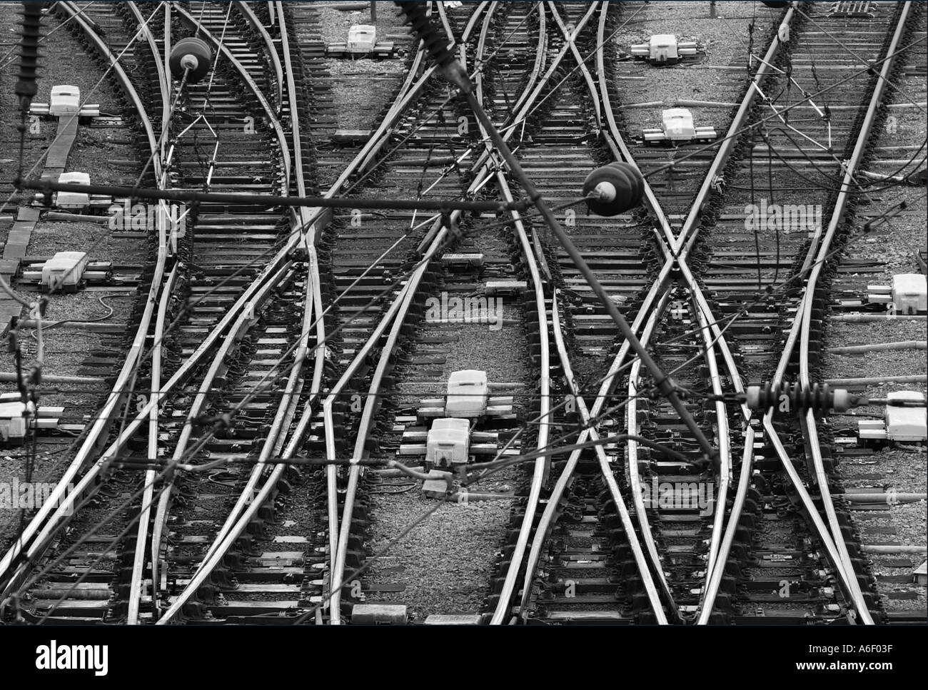 Bahngleise Kings Cross in London Stockfoto