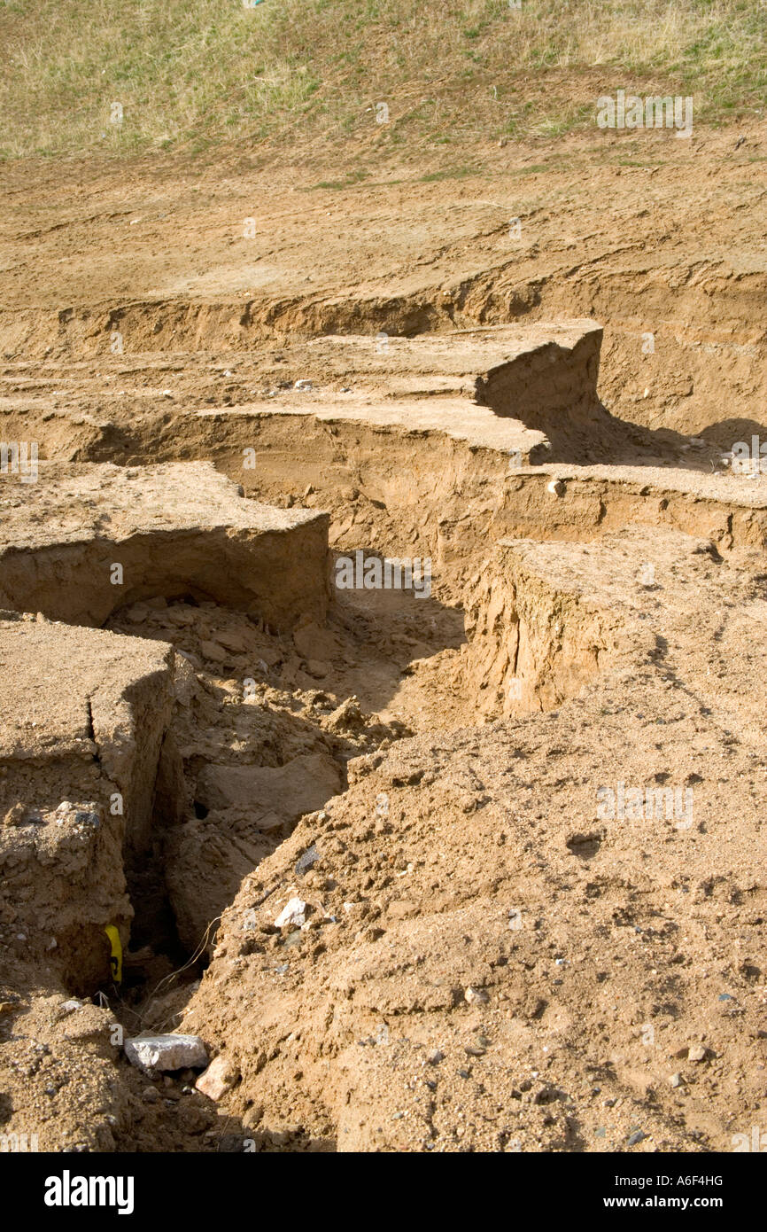 Erosion durch Winterregen. Stockfoto