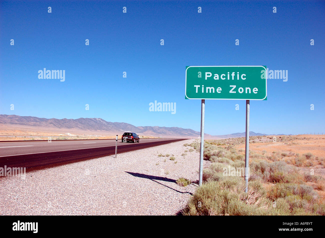 Pazifische Zeitzone Nevada Interstate 80 Wendover Utah Stockfoto