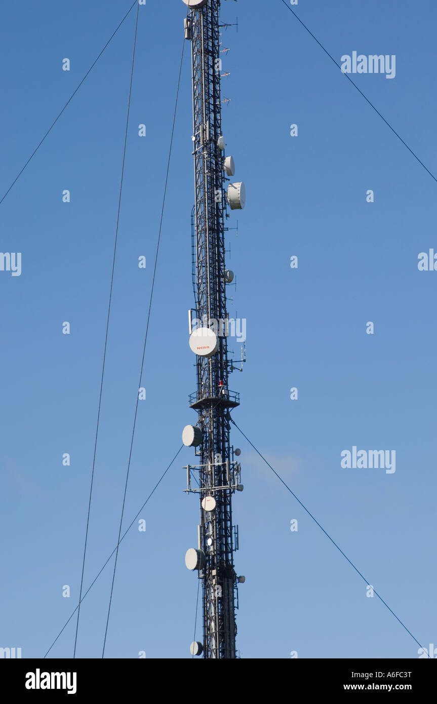 Blaenplwyf Fernseh- und Mast Teil national Grid wireless Group, Wales UK Stockfoto