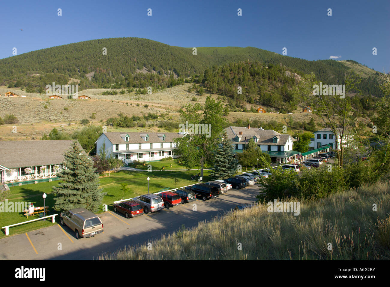 CHICO HOT SPRINGS MONTANA USA Chico Hot Springs Resort bietet geothermischen Außenpools in Paradise Valley Stockfoto