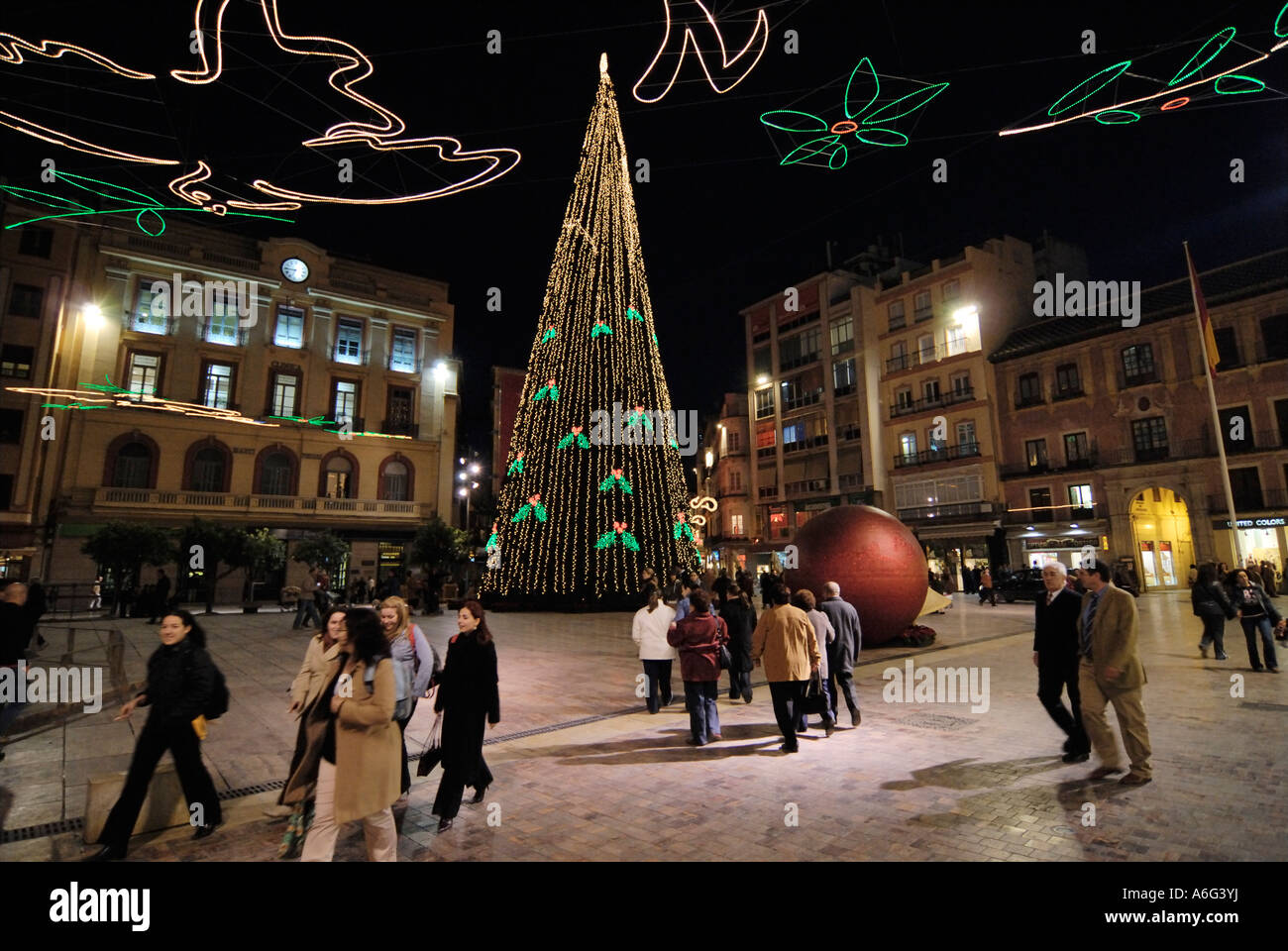Spanien Malaga Plaza De La Constitución in der Weihnachtszeit Stockfoto