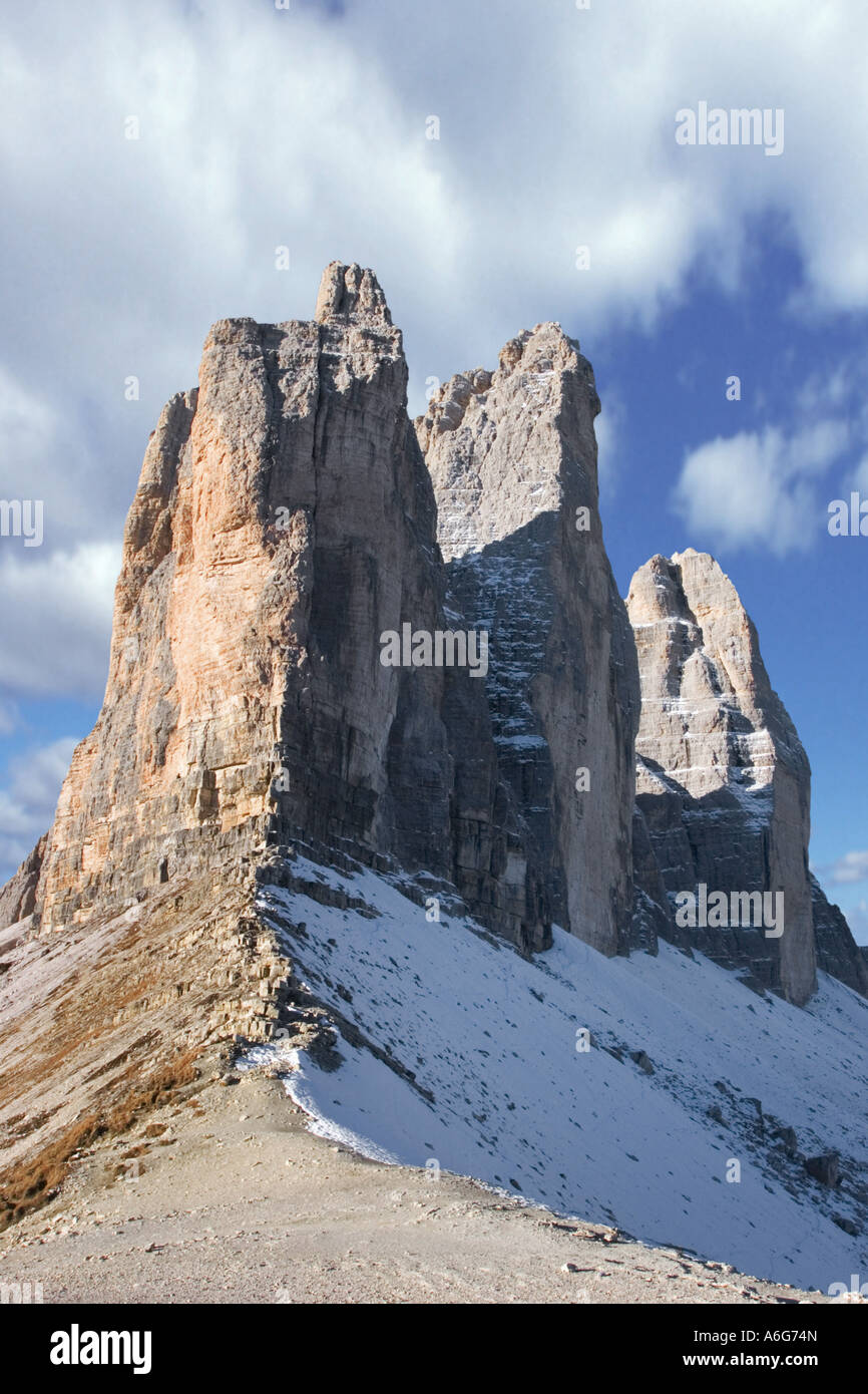 Tre Cime di Lavaredo, Italien, Suedtirol, Dolomiten Stockfoto