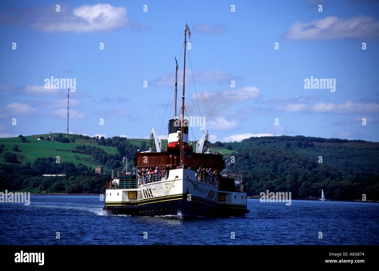 Die Welten nur Meer gehen Raddampfer Waverly auf dem Clyde in der Nähe von Rosneath Schottland Europa Stockfoto