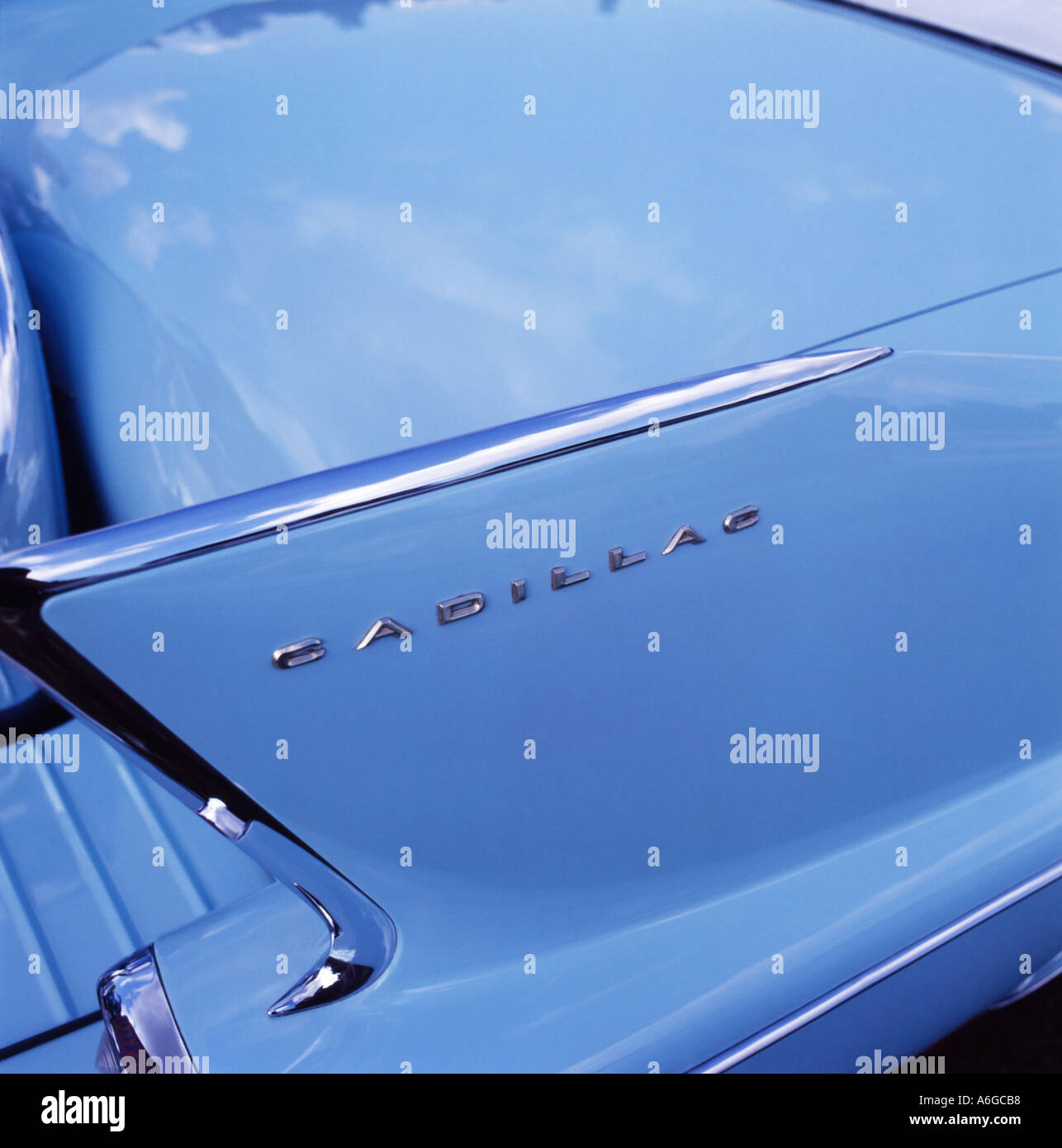 Blauer Cadillac Schwanzflosse Stockfoto