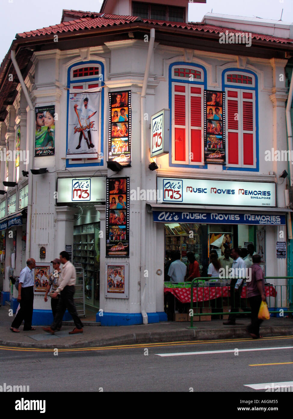 Indische Musik und Film speichern Serangoon Road-Singapur Stockfoto