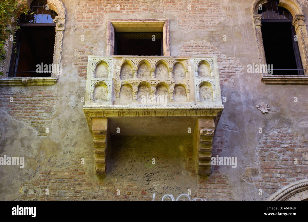 Veranda, berühmt geworden durch die Geschichte von Romeo und Julia, Verona, Italien Stockfoto