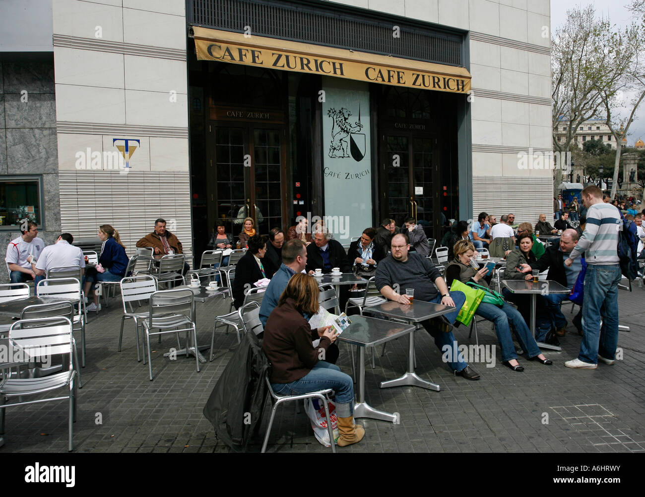 Cafe Zürich Placa de Catalunya Barcelona Spanien Europa Stockfoto