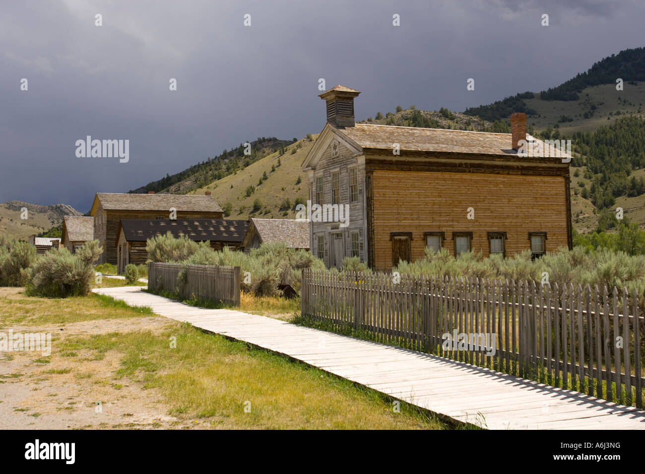 BANNACK MONTANA USA Geisterstadt in Altgold Bergbausiedlung Bannack State Park Stockfoto