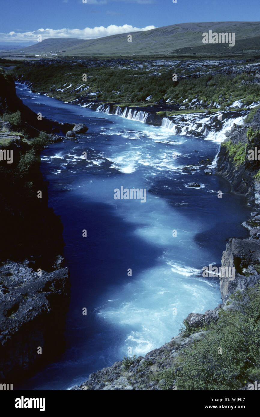 Hraunfossar, Lava Falls, Island Stockfoto