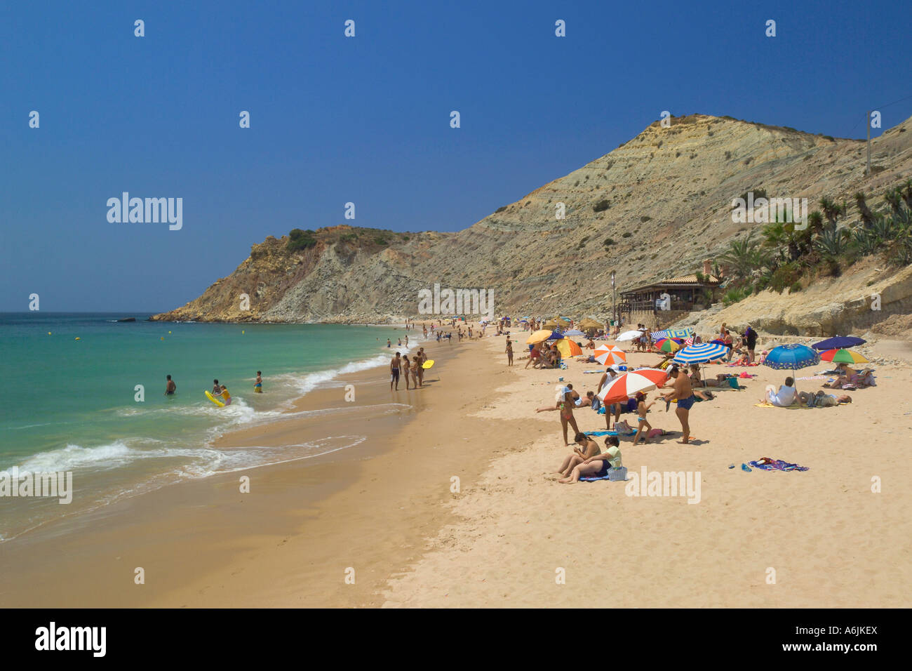 Burgau Beach in der westlichen Algarve, Portugal Stockfoto