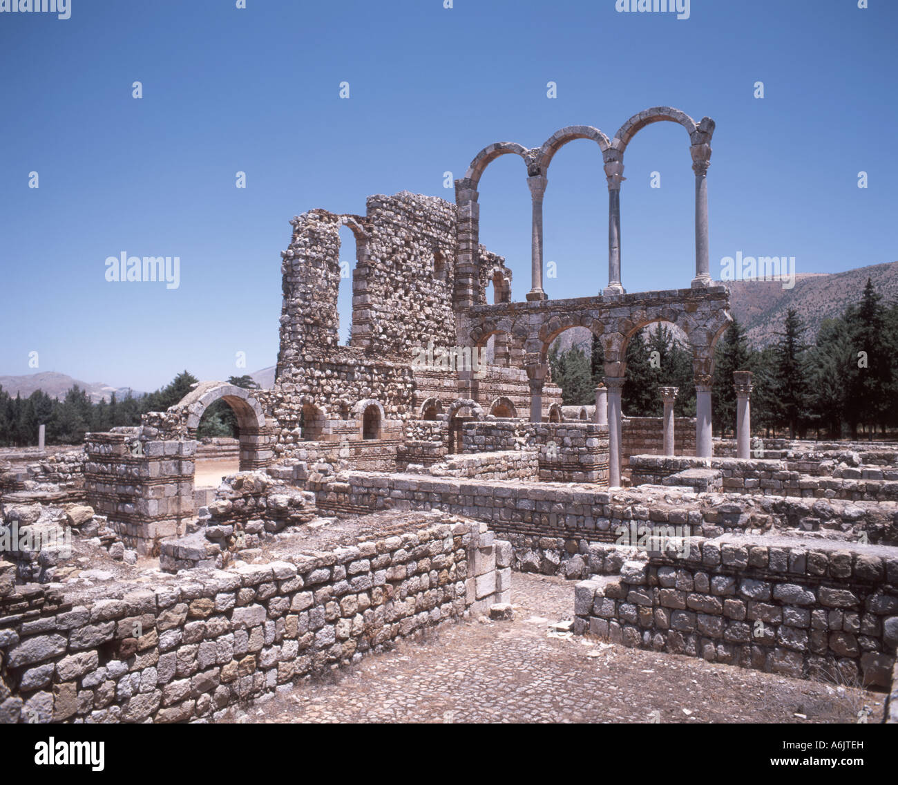 Der große Palast, der Libanesischen Republik Aanjar, Bekaa-Tal Stockfoto