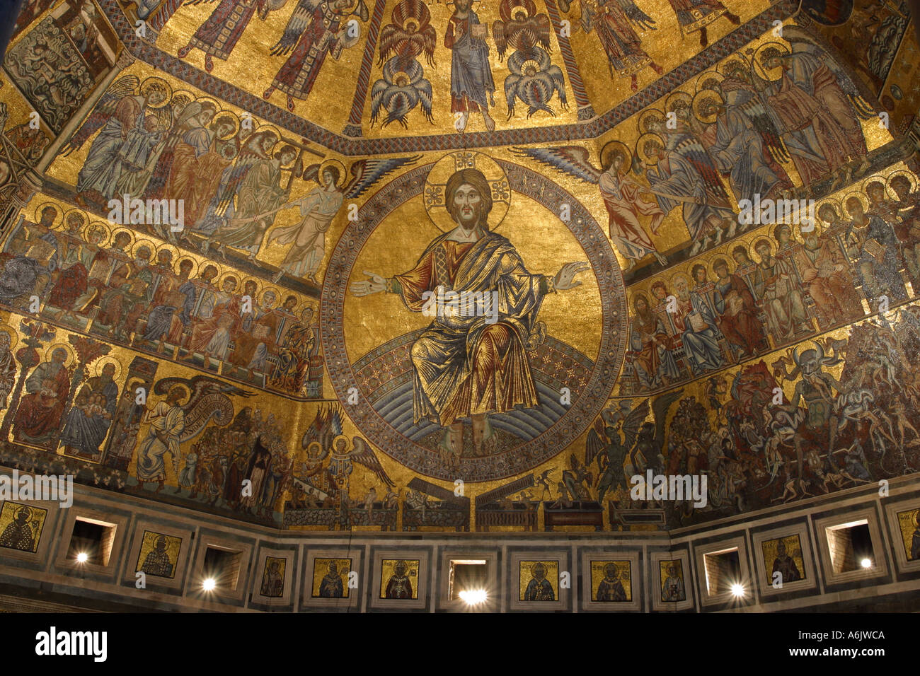 Florenz Baptisterium inneren Mosaiken byzantinischen Stil Jesus Christus Stockfoto