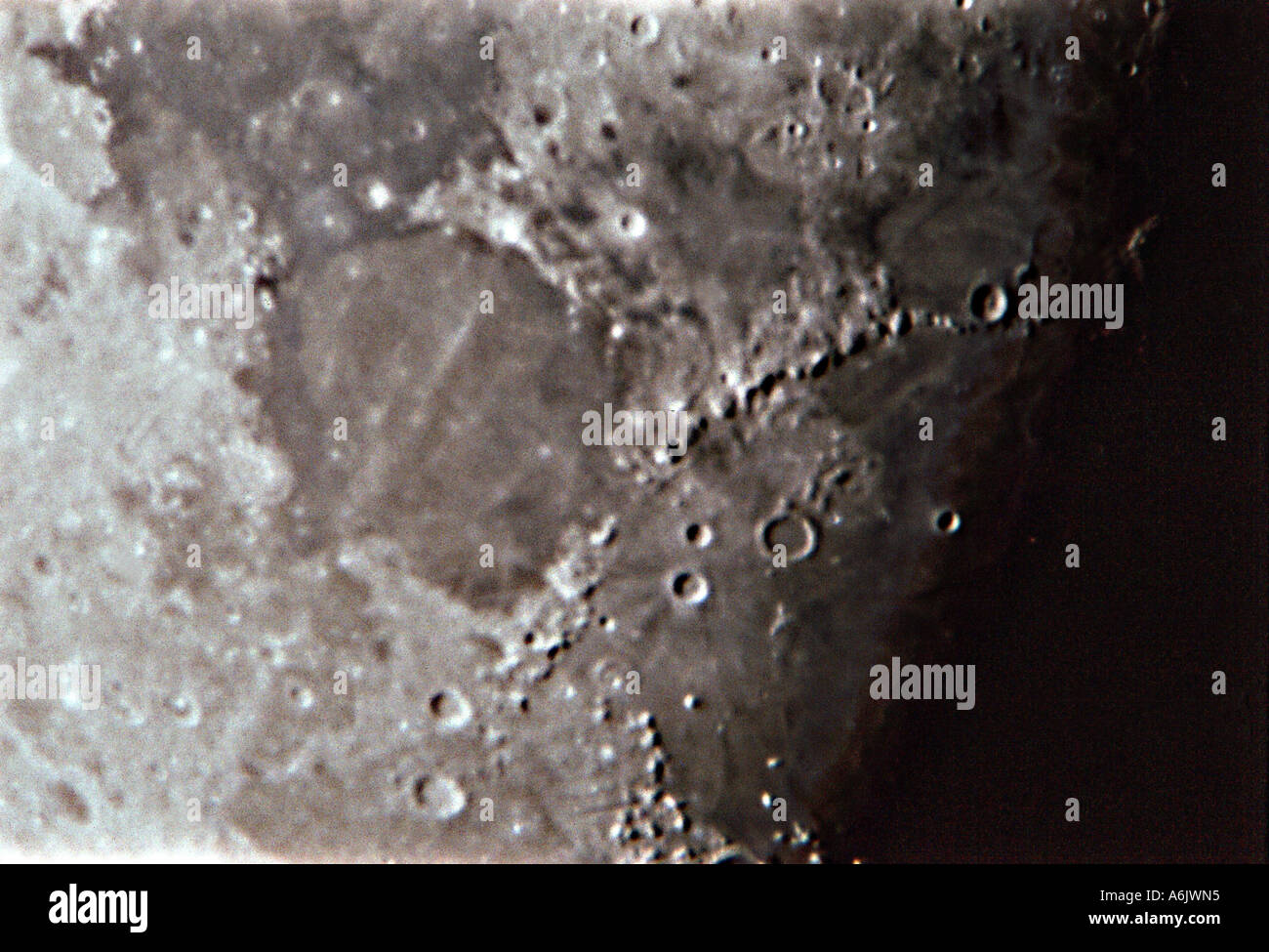 Mond, Detail der Mondkrater, Deutschland, Baden-Baden Stockfoto