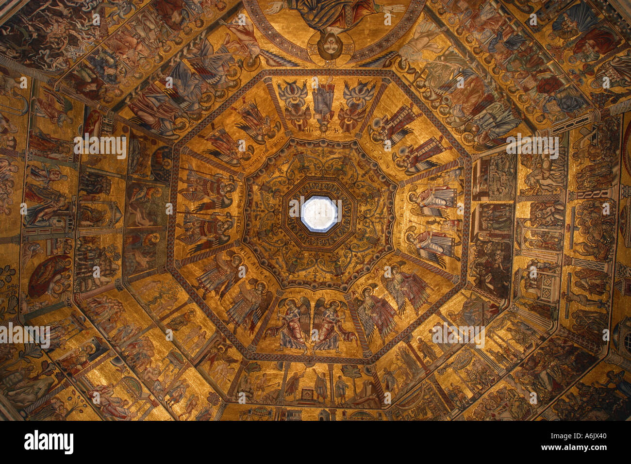 Florenz Baptisterium Innenraum Kuppelmosaiken Stockfoto