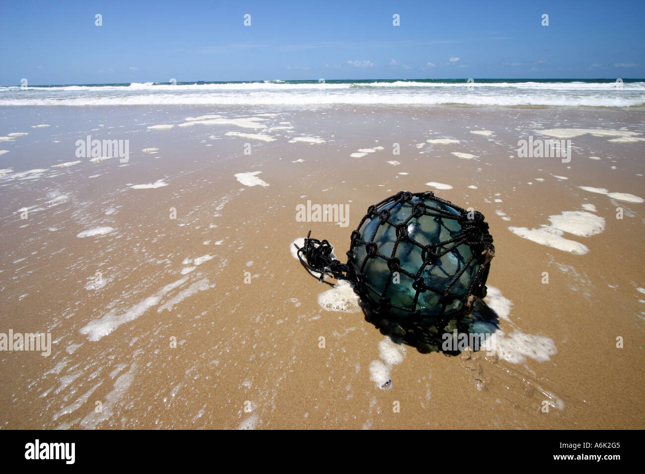 GLAS FLOAT HORIZONTALE BAPDB5814 STRAND ANGESPÜLT Stockfoto