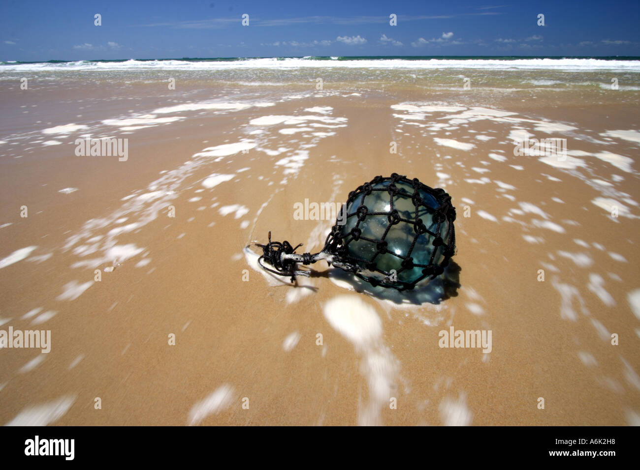 GLAS FLOAT HORIZONTALE BAPDB5821 STRAND ANGESPÜLT Stockfoto