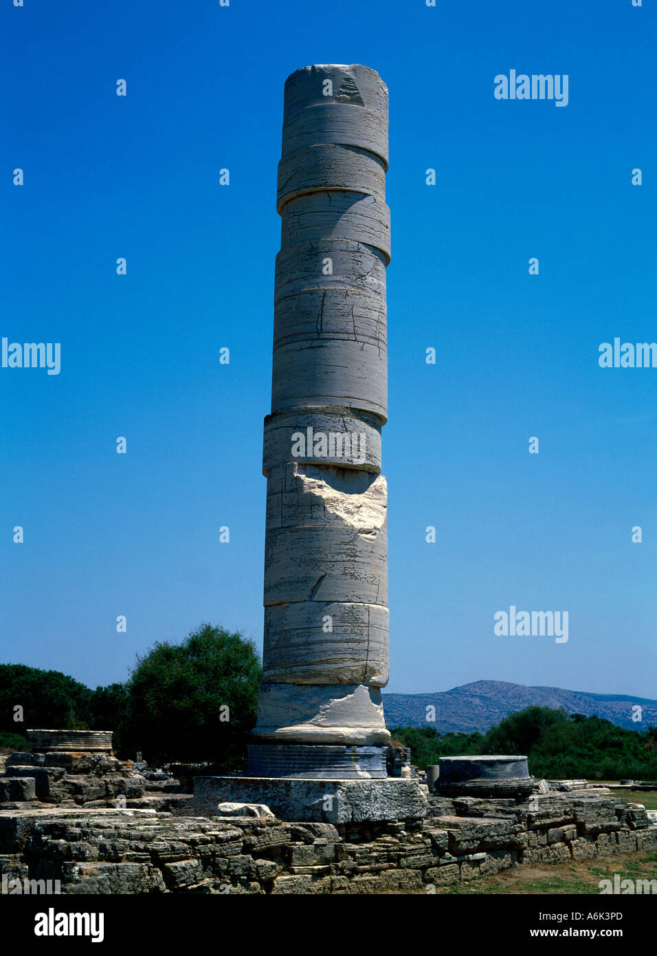 Samos Griechenland Sole Standing Column of the Heraion of Samos 6. Century v. Chr. UNESCO-Weltkulturerbe Stockfoto